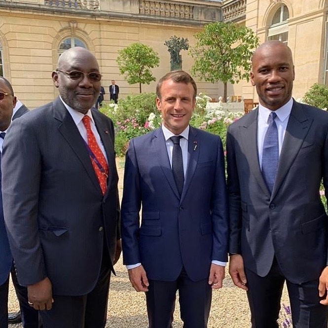 Sidy Diallo, Emmanuel Macron et Didier Drogba