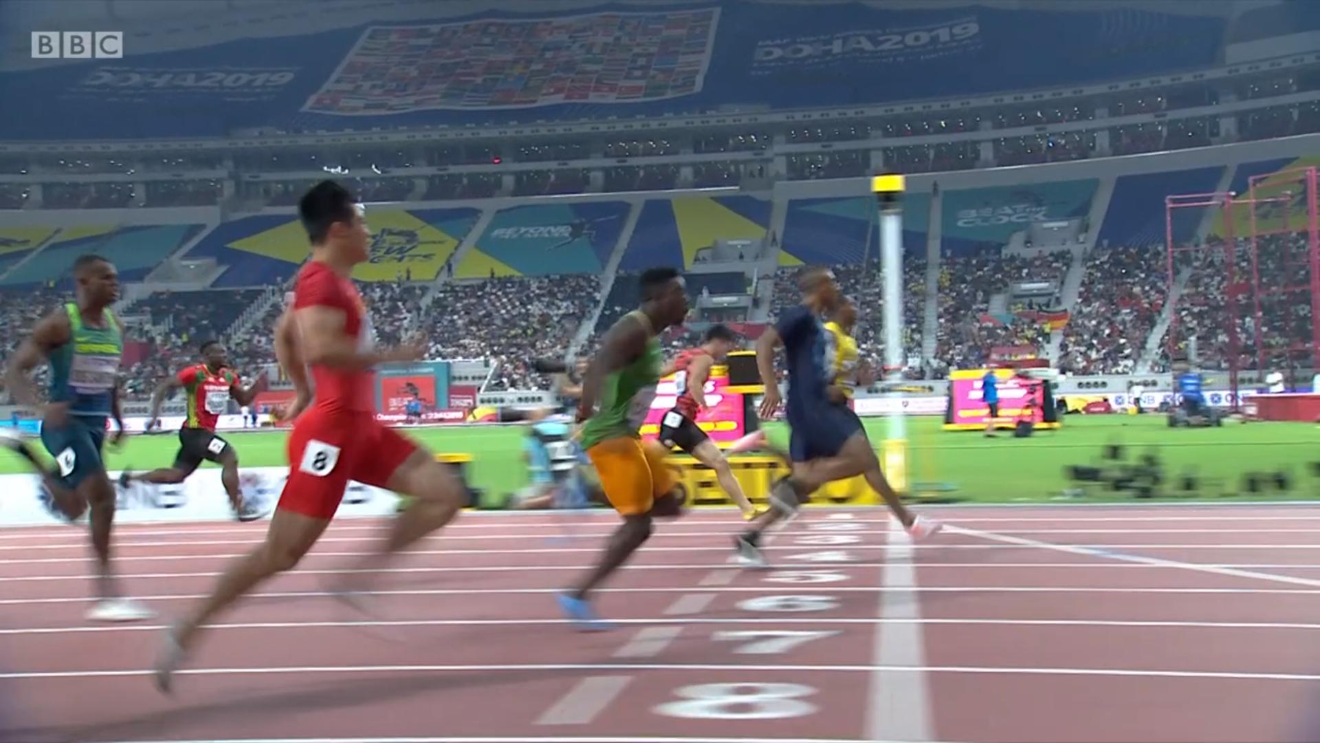 Qatar 2019 : photo finish de la série de Cissé Gue (100m)