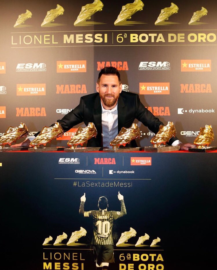 Messi a reçu son 6è Soulier d’Or