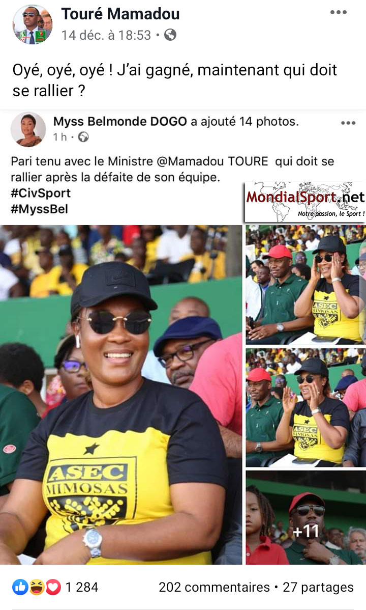 Post Facebook : derby "AFRICA-ASEC"