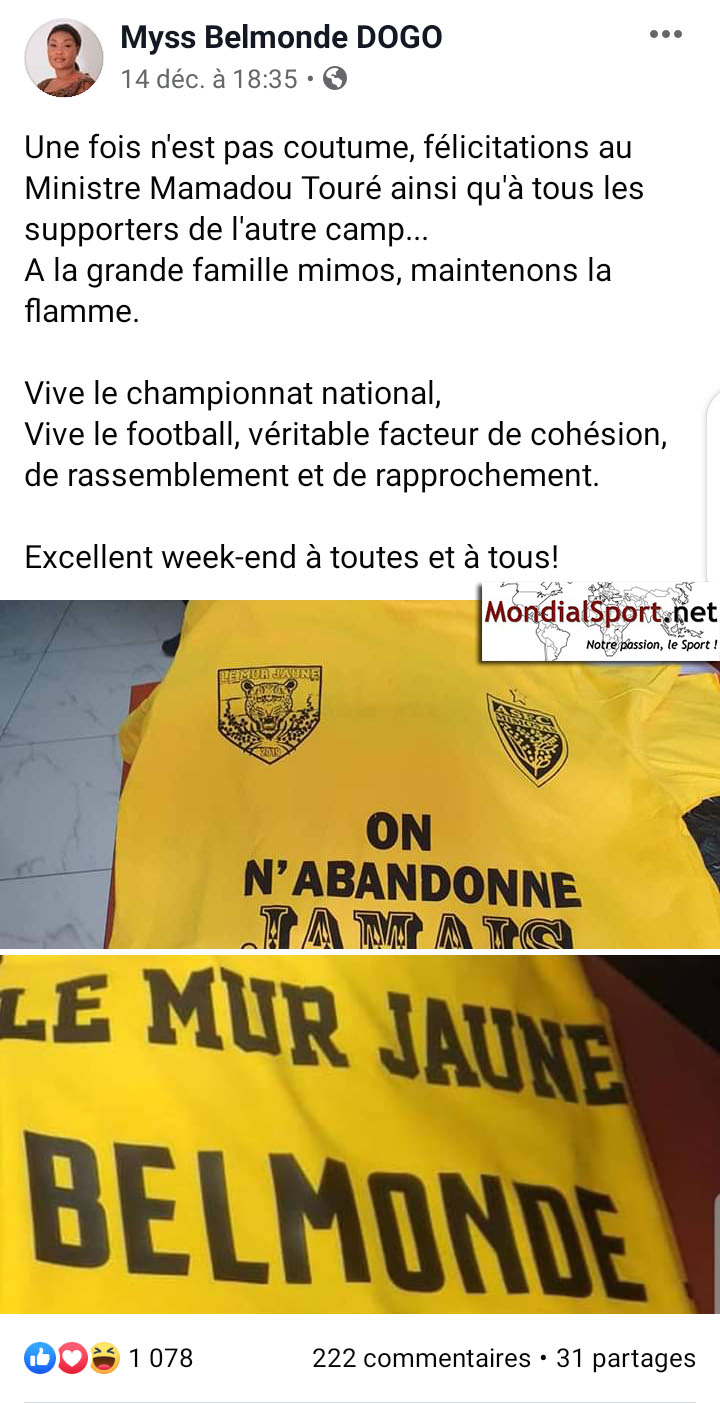 Post Facebook : derby "AFRICA-ASEC"