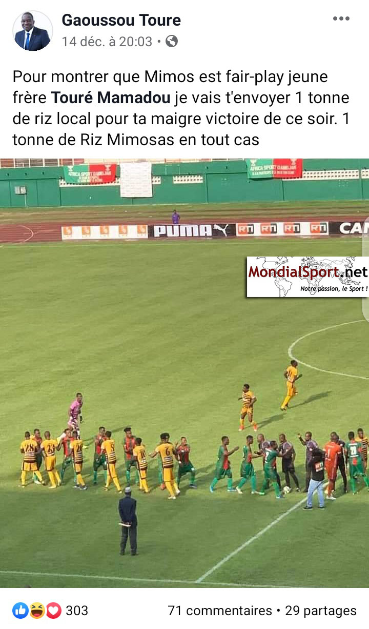 Post Facebook : derby "AFRICA-ASEC"