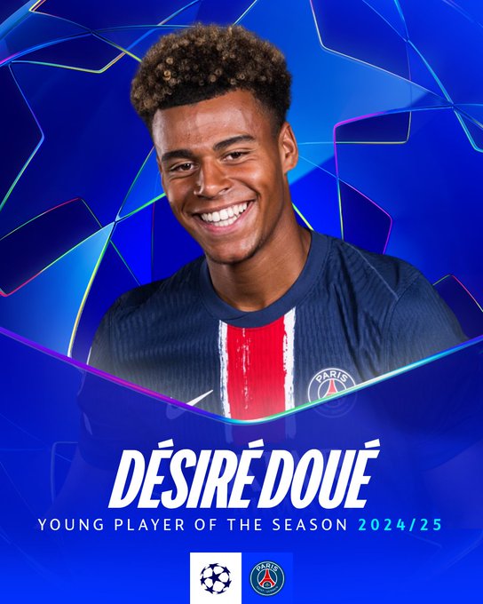 UEFA LDC : Désiré Doué élu meilleur jeune joueur de la saison UEFA LDC : Désiré Doué élu meilleur jeune joueur de la saison