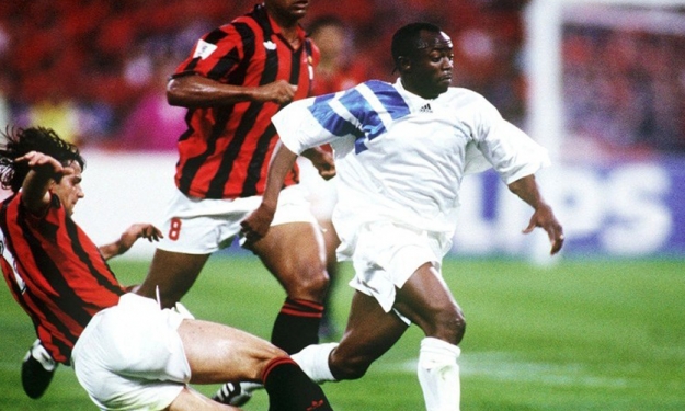 Abedi Pelé, champion d'Europe avec l'Olympique de Marseille en 1993.