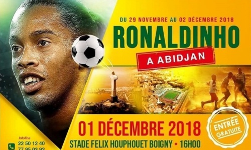 Abidjan : Ronaldinho arrive finalement ce vendredi 30 novembre