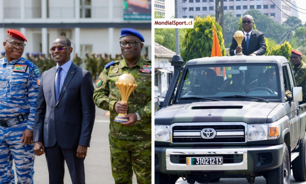 CAN 2023 : Idriss Diallo présente le Trophée aux Forces de Défense et de Sécurité