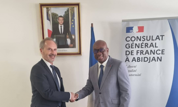 Idriss Diallo reçu en audience par le Consul Général de France en Côte d'Ivoire